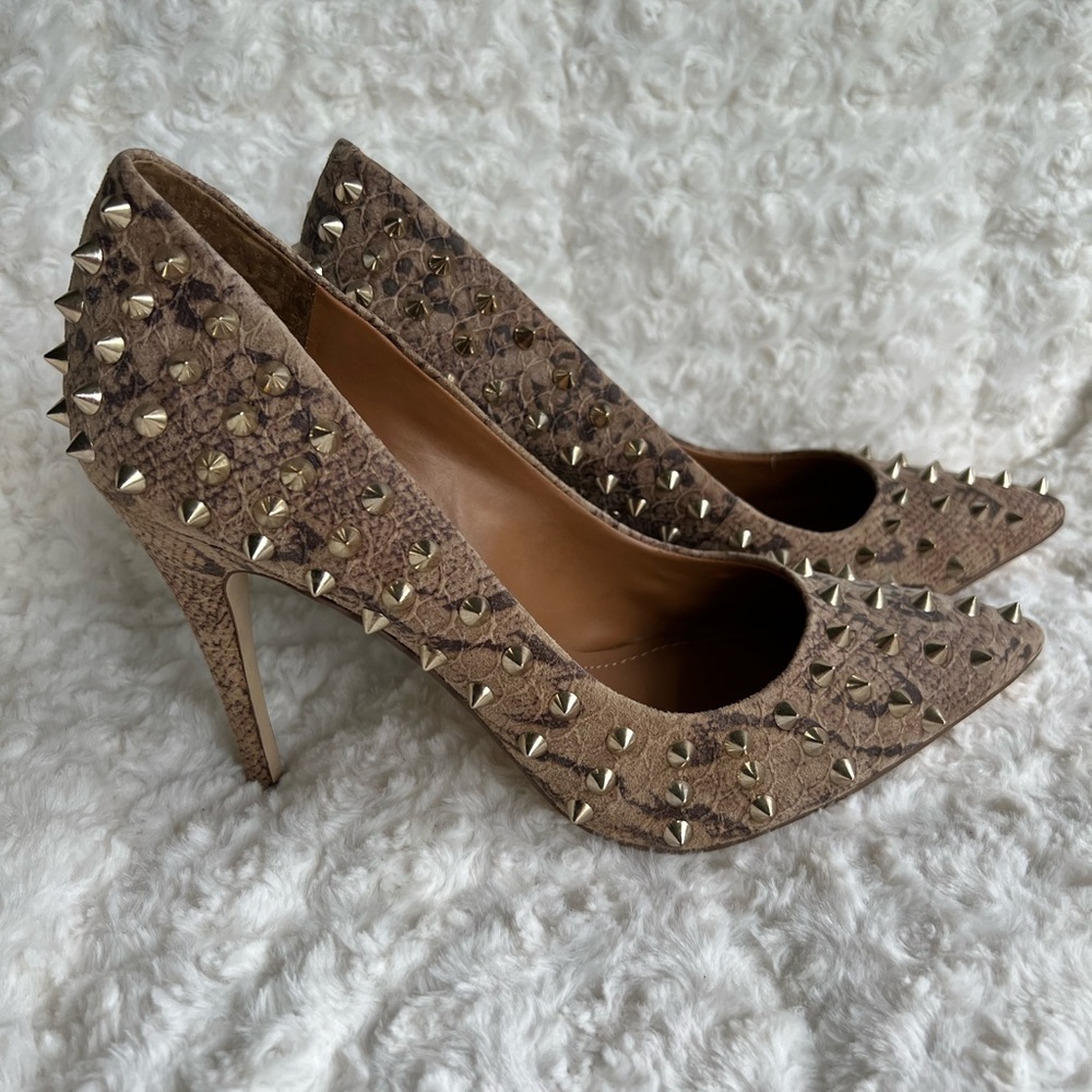 BCBG Snakeskin Studded Heels